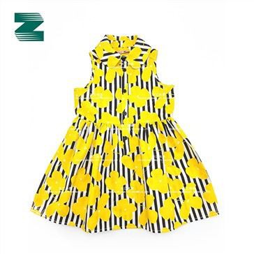 Bómull ofinn ermalaus lapel prentaður kjóll